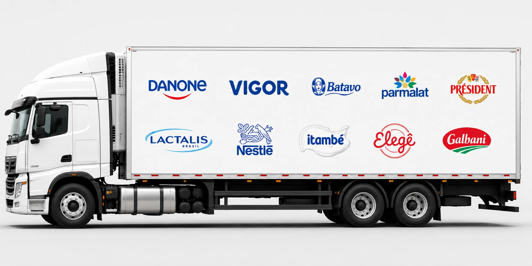 Marcas atendidas pelo Grupo ADL: Danone, Vigor, Batavo, Parmalat, Président, Lactalis, Nestlé, Itambé, Elegê e Galbani